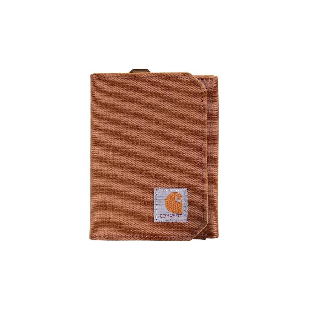 Carhartt Trifold Wallet Mens OS Brown Nylon Rugged Utility Card Holder Zipper